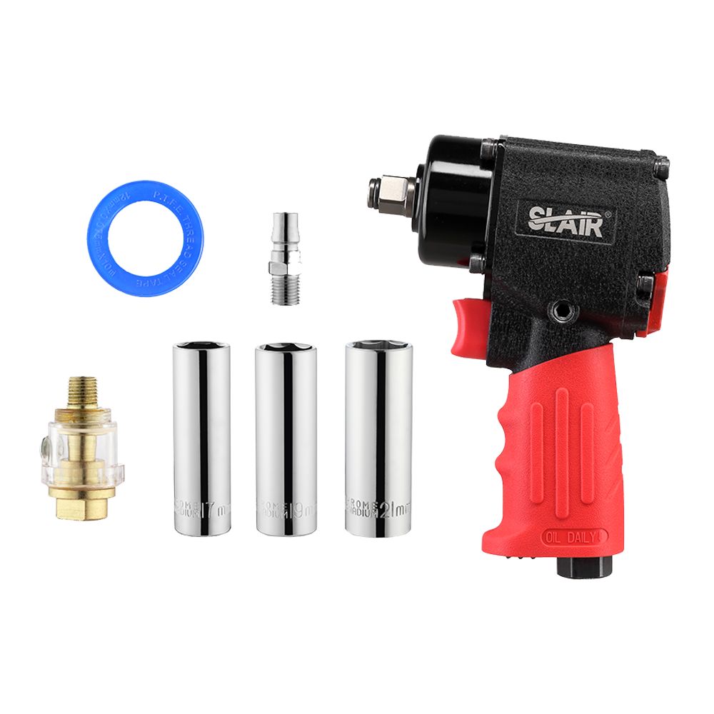  SLAIR 도구 키트 8PC 1/2" 미니 에어 임팩트 렌치 키트, 소켓 포함, 680NM, 짧고, 좁은 공간, BMC SET