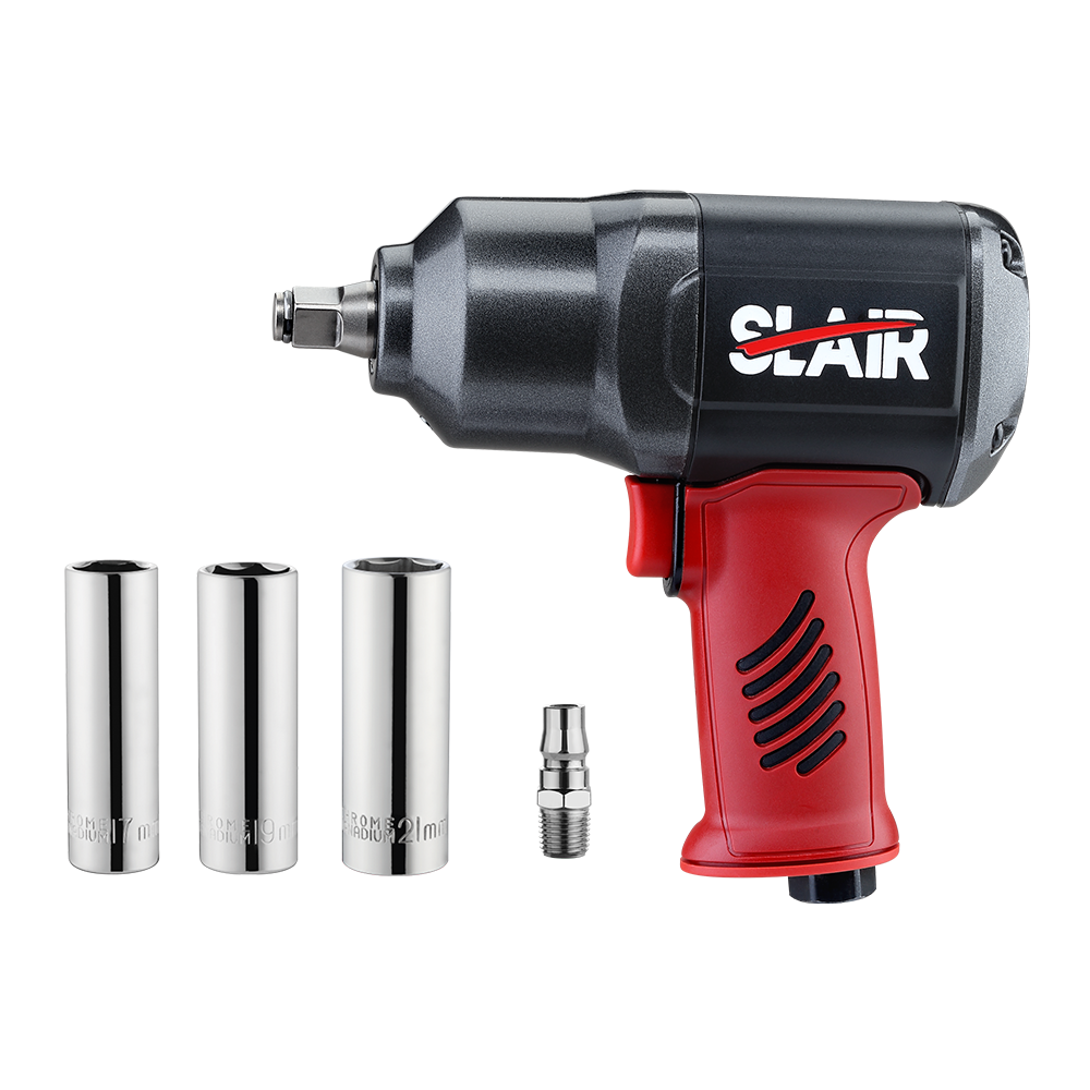  SLAIR 도구 키트 7PC 1/2" 에어 임팩트 렌치 키트, 소켓 포함, 1300NM, 트윈 해머, 복합재, BMC SET